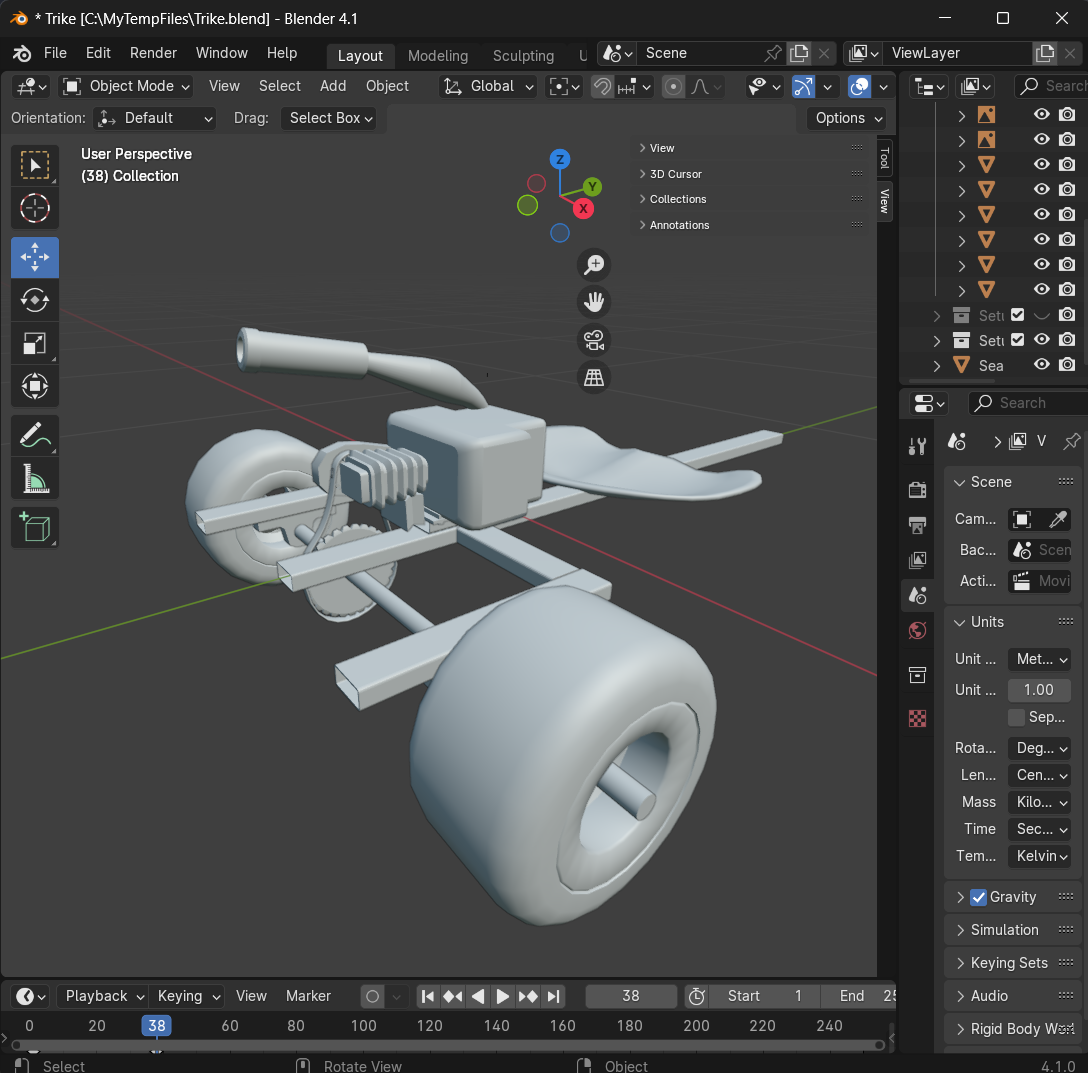 3D CAD model of the trike designed in Blender